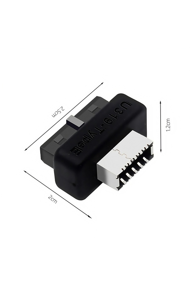 Black USB 3.0 20-Pin to Type E Adapter - USB 3.1 Type C Front Panel Header Converter for Motherboard