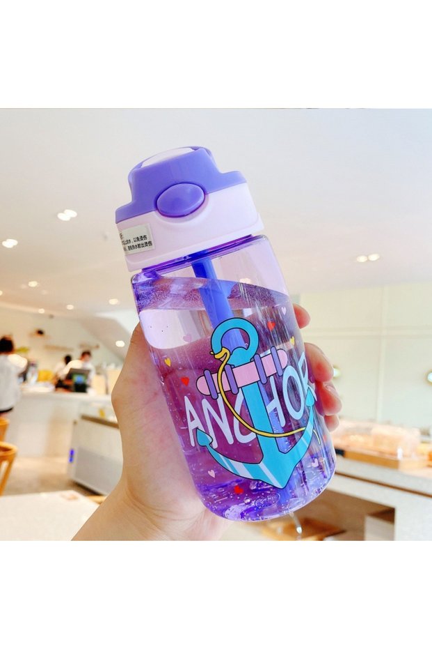 Purple Children's Plastic Water Cup, Straw Cup, Duckbill Portable Creative Adult Male And Female Stu
