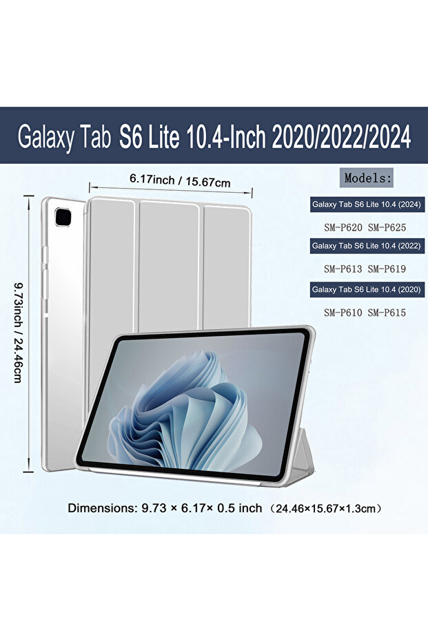 Gray Case for Samsung Galaxy Tab S6 Lite 10.4'' 2024/2022/2020 (SM-P620/P610/P613/P615), Magnetic Sl