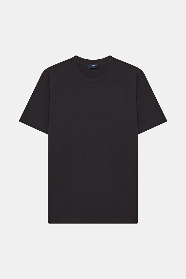 Black Standard Fit Cotton Crew Neck T-Shirt