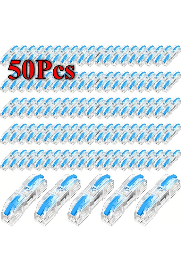 50Pcs-Blue 34/50/100 Pieces of Transparent Quick-Lever Wire Connectors, Push-In Universal Compact Ju