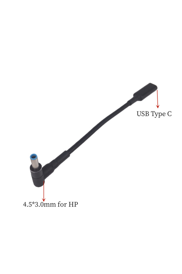 Cable for HP Type C to 4.5x3.0mm Plug Converter 100W USB C PD Fast Charging Cable for HP / Dell Lapt