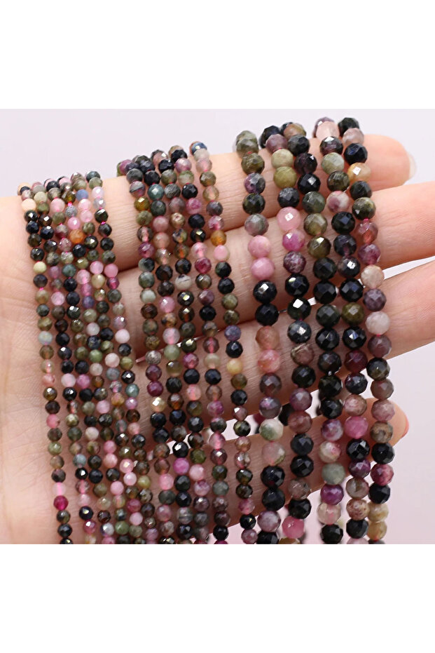 3mm Mixed Tourmaline 2 3 4mm Natural Stone Faceted Mixed Tourmaline Bead Loose Spacer Small Beads fo