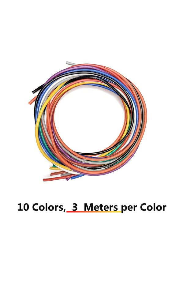 30 AWG 10color x3m Soft silicone wire 10 color set 10x1.5m/10x3m12/14/16/18/20/22/24/26/28/30AWG sil