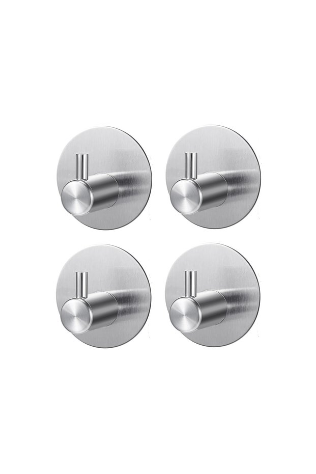 4Pcs Towel Hooks 4Pcs Adhesive Wall Hooks Waterproof Stainless Steel Towel Hook For Robe Hat Coat W