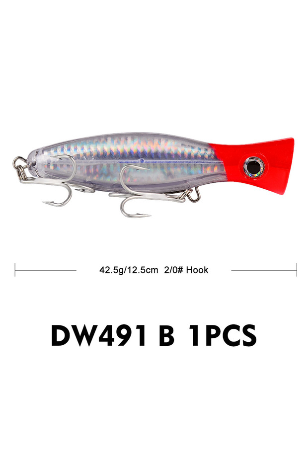 COLOR B PROBEROS 1pc 13cm 43g Popper Fishing Lure Hard Artificial Bait with 2 Treble Hooks Carp Fish