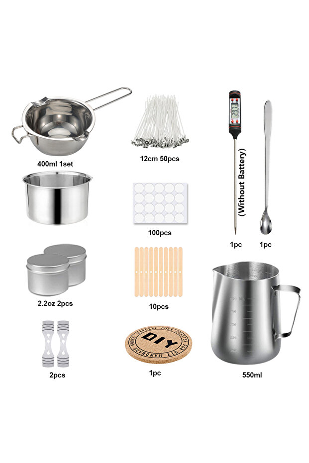 Kit 1 DIY Candle Kit Aromatic Candles Making Tool Set Sticker Stainless Steel Wax Melting Pot Candle