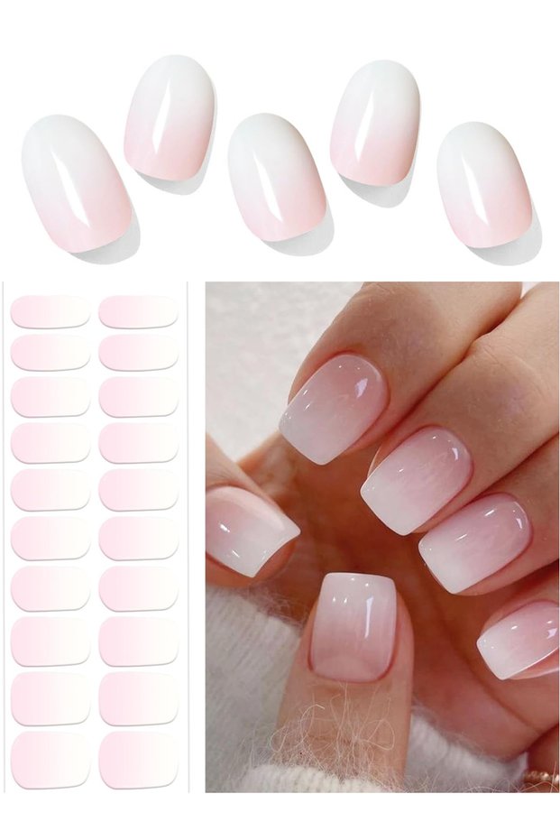 NG200135 Semi Cured Gel Nail Strips | Gel Nail Stickers with UV Light Required | Salon Quality, Easy