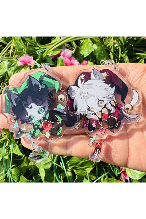 1 Set 2 Pcs Game The Freak Circus Pierrot Harlequin Teresa Cosplay Costume Key Chains Acrylic Keycha