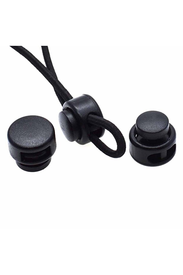 Black 10 Pcs/Pack Cord Lock Toggle Clip Stopper Plastic Black For Bags/Garments Size:15mm*14mm