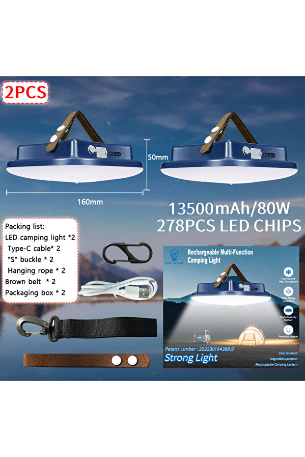 mos-ly01-B-2PCS MOSLIGHTING13500maH LED Charging Camping Light With Magnet Portable Torch Fashion Te