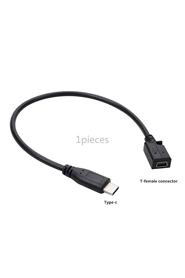 0.3m 1pieces Mini USB Female to Type-C Adapter Cable, LeEco Type-C Male to Mini 5P Female T-shaped D