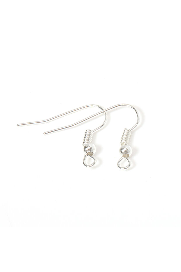 100pcs Silver Color 100pcs Women Ear Hooks Dangle Earrings Clasps Findings Earring Wires With Bead C