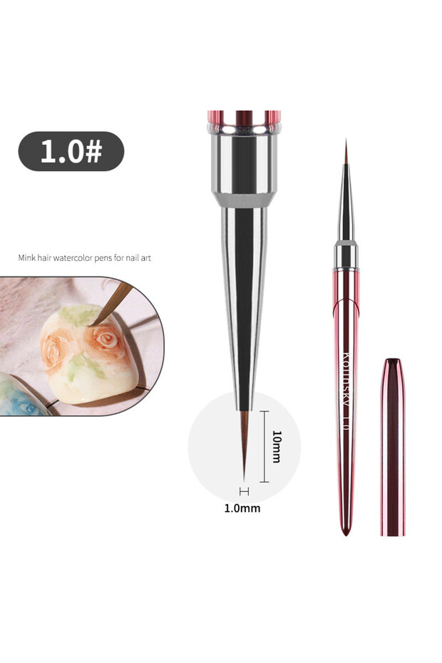 G-B550-03 1Pc Metal Handle Kolinsky Nail Liner Brush Nail Painting Pen Acrylic UV Gel Brushes Crysta