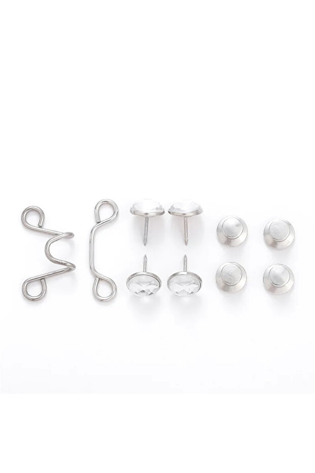 White Rhinestones Adjustable Waist Buckle Extender No Sewing Pant Clips Waist Tightener Button for J