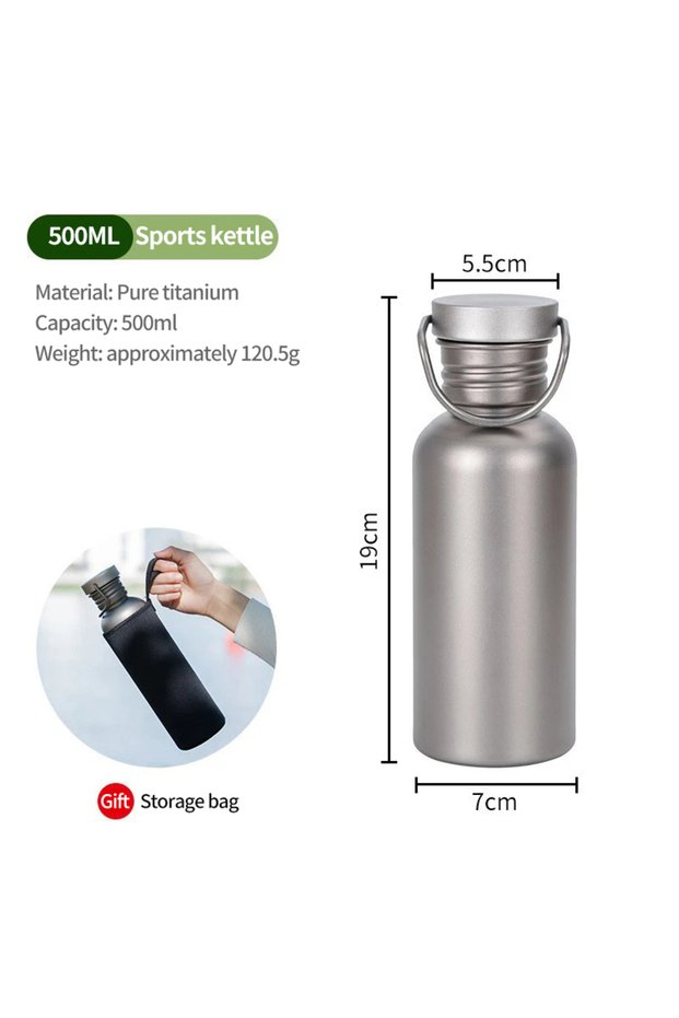 500ML 600ml 750ml Titanium Water Bottle Outdoor Camping Supplies Tourism Sports Cycling Hiking Campi
