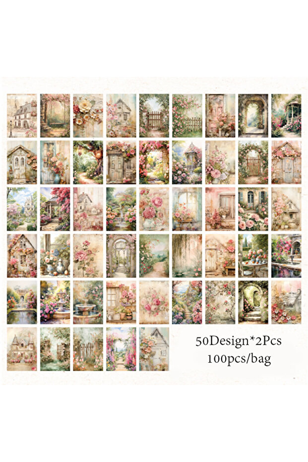 S23011-3 Mr. Paper 4 styles 100pcs/pack garden whisper series material book DIY handbook bottoming p