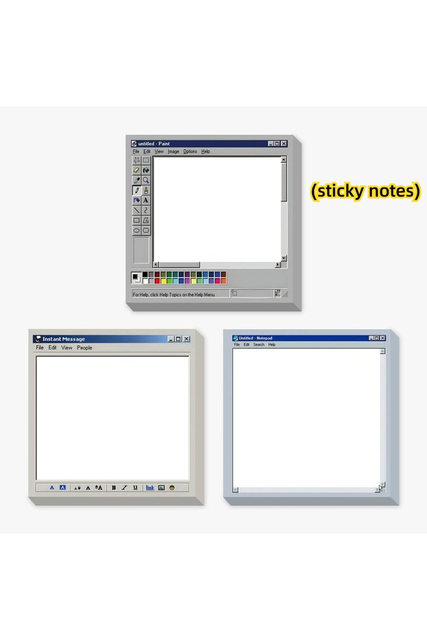 3 items 150 pieces Sticky Notes3 Type 150Sheets Retro Computer Drawing Pad Square Design Perfect for