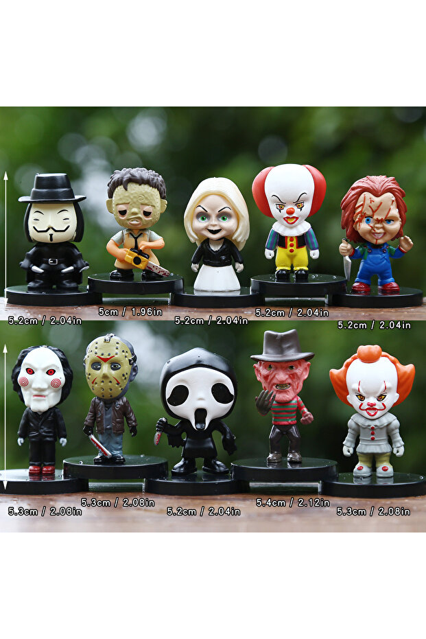 pack by bag 10PCS 10PCS Horror Film Series Jason Freddy Clown Action Figure Toys PVC Model Ha