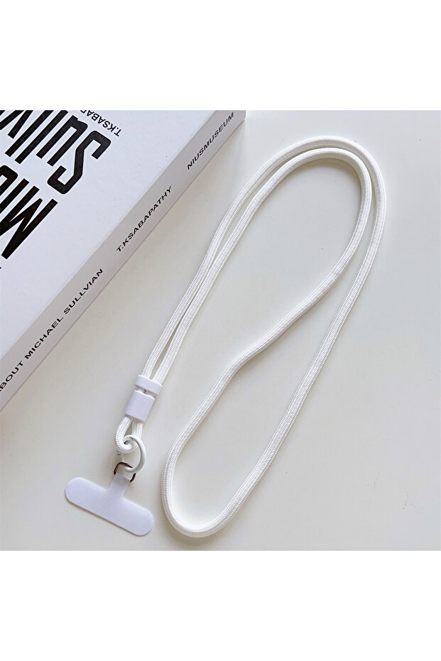 White 1Pc Universal Long Phone Lanyard Neck Hanging Rope Crossbody Rope With Phone Case Connection C