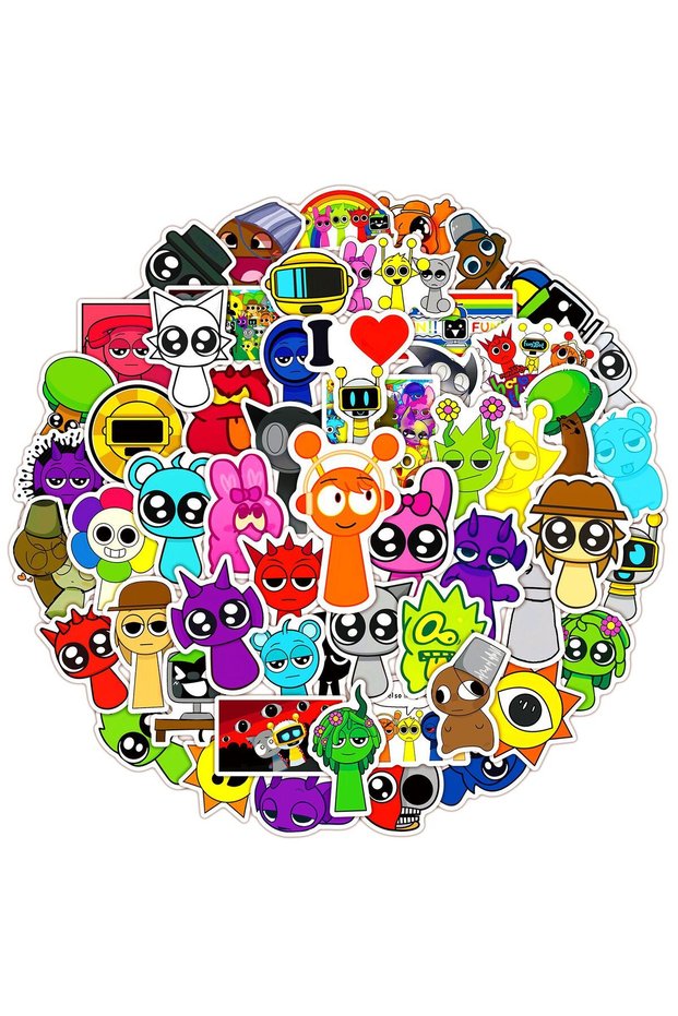 60pcs 60Pcs Incredibox Sprunki Stickers Incredibox Plush DIY Stickers Scrapbooking Phone Luggage Ska