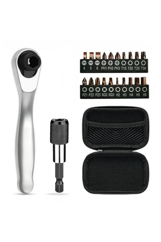 22IN1 Toolkit 22IN1 Bike Allen Key Spanner Single-Ended Torque Ratchet Wrench Set Match 1/4 Inch Scr