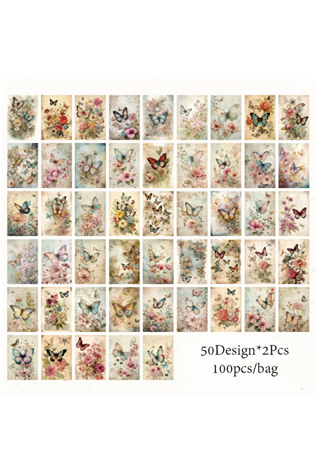 S23011-1 Mr. Paper 4 styles 100pcs/pack garden whisper series material book DIY handbook bottoming p
