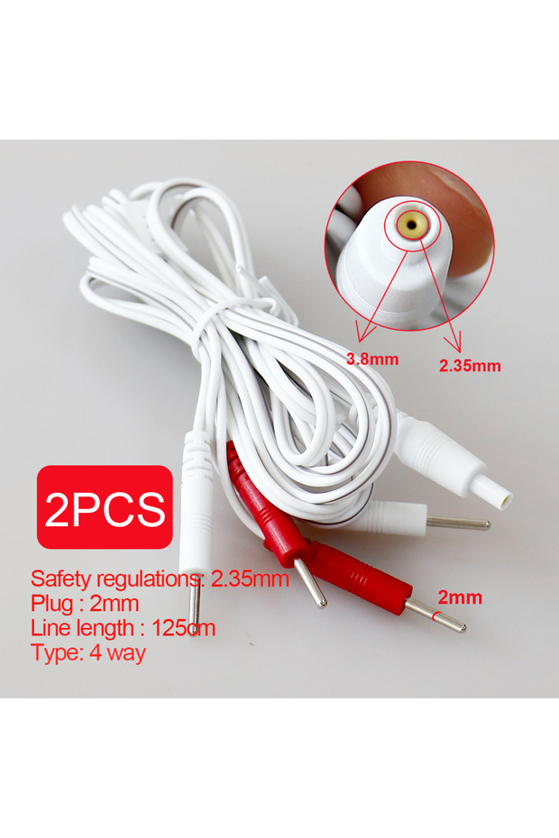 Connector 2mm 2pcs 2 Way 4 Way Tens EMS Massager Electrode Wires for Electric Muscle Stimulation Ele