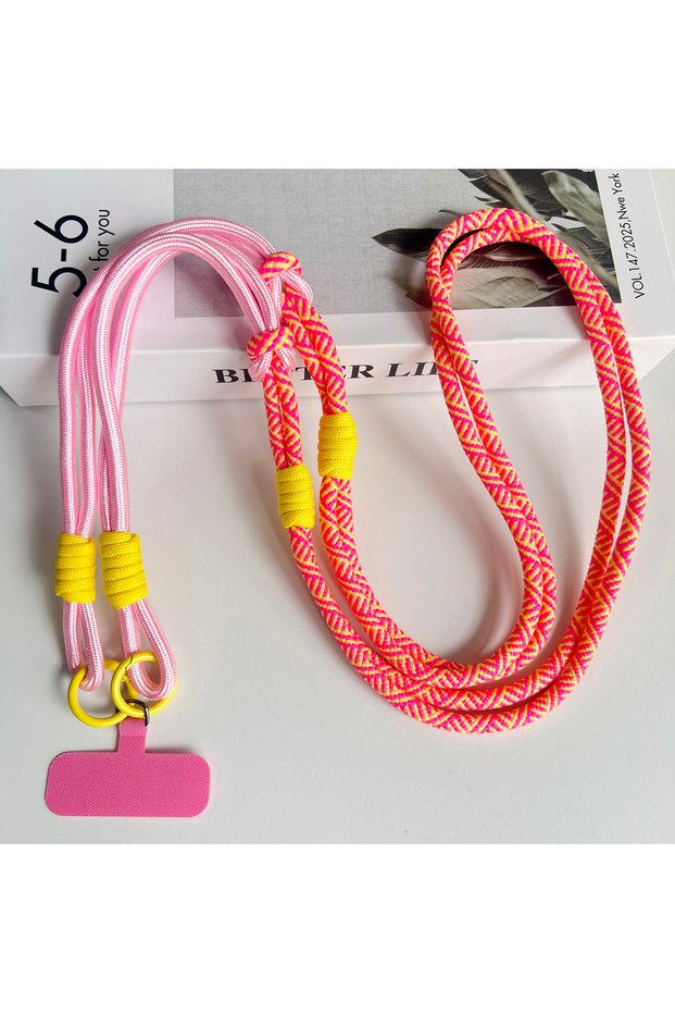 Polyester / Nylon Pink Creative DIY Mobile Phone Universal Lanyard, Crossbody Long Rope, Shoulder St