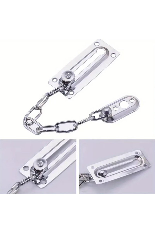 1pc Security Door Chain Home Office Lock Guard Latch Stainless Steel Silver Sliding Fastener For Hom