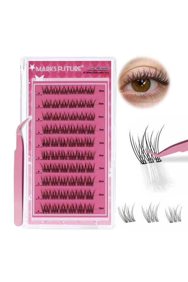 Self-Adhesive False Eyelashes Press-On Eyelash Clusters Wispy Eyelash Extensions 60-Piece Natural Cl