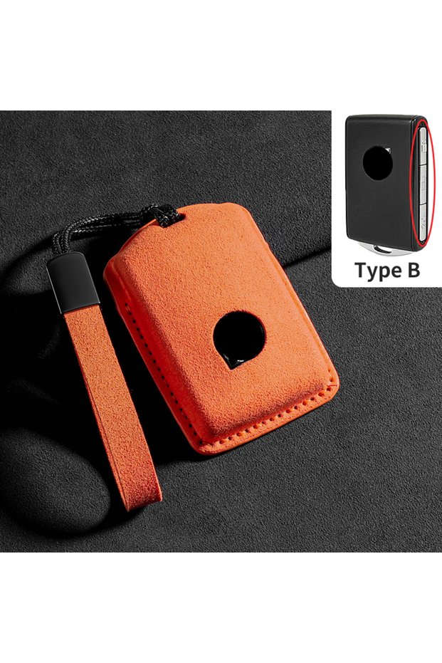Orange B2 Leather Car Key Case Cover For Volvo S60 S90 XC40 XC60 XC90 V60 V90 T6 T8 Car Keychain Pro