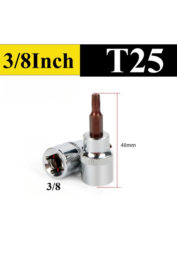 1pc T25 Torx Screwdriver Bits 3/8" Drive Socket Head Tools T10 T15 T20 T25 T27 T30 T40 T45 T50 T55 T
