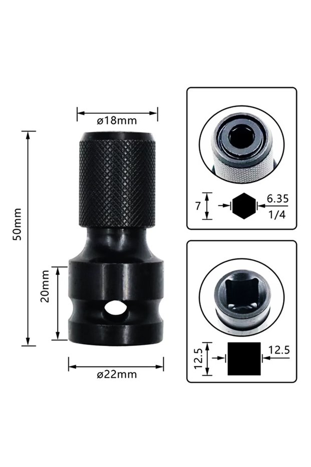 Telescoping Holster 1pc 1/2 Inch Square 1/4 Inch Hex Ratchet Socket Wrench, Ultimate Impact Tool For