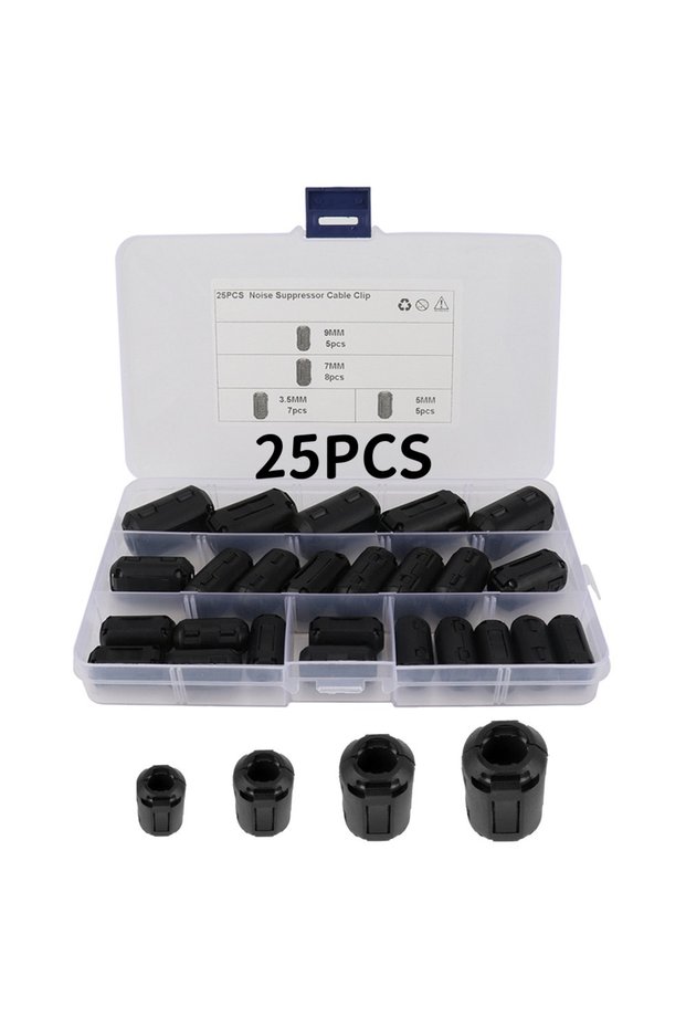 25pcs 22/25pcs Clip-on Ferrite Core Beads EMI RFI Noise Suppressor Filter for USB Audio Video Power