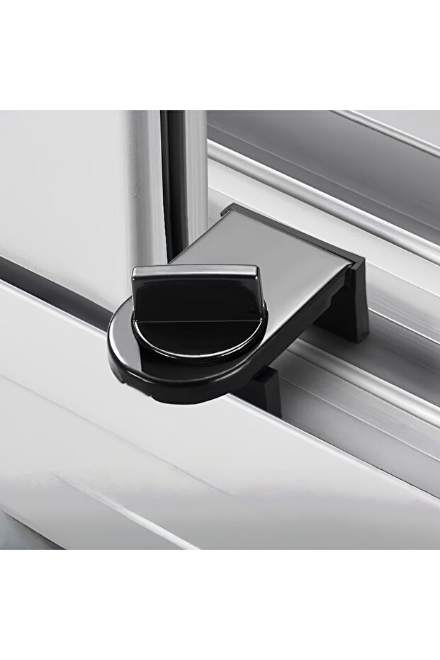 1pc-black No-Drill Sliding Door Lock, Child Safety Lock for Sliding Windows, High-Rise Anti-Fall Lim