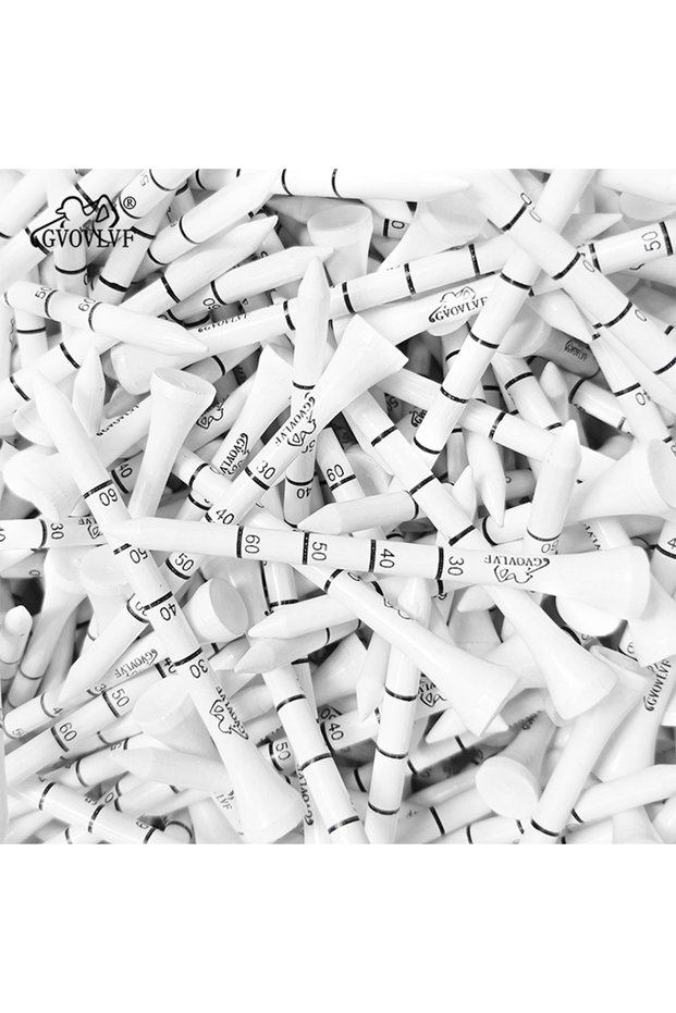 50PCs 50 Pieces Bamboo Golf Degree Scale Tees 83mm Reduce Friction Side Spin Golf Tees White and Bla