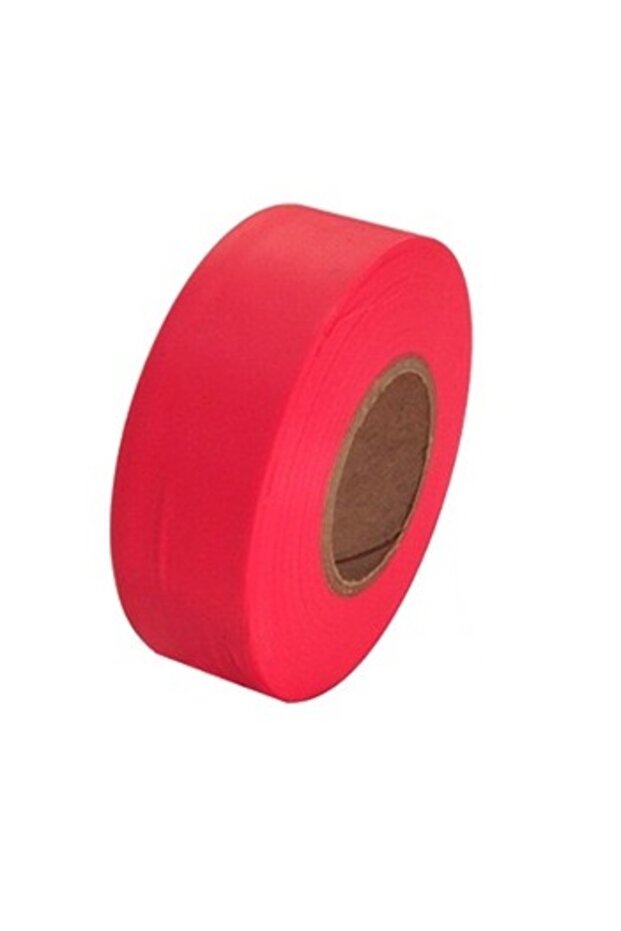 25mm x 33yards Red x 1pc 10 Color Fluorescent Flagging Tape, 1 Inch X 30 Yards Per Roll Non-Adhesive
