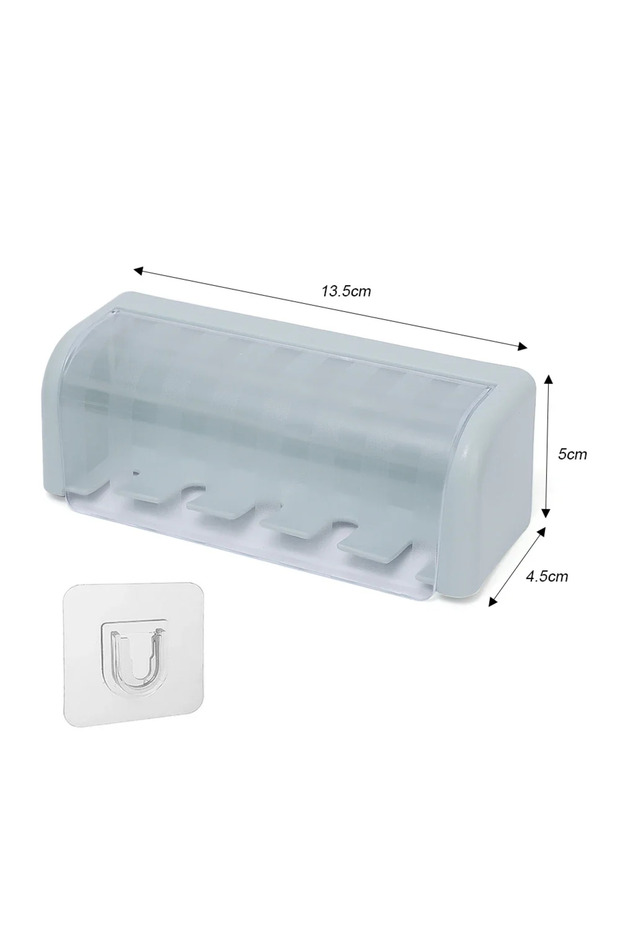 13.5x5x4.5cm Blue-Green 1pcs sa Bathroom Wallmount Toothbrush Holder with Cover 5 Slots Without Dri