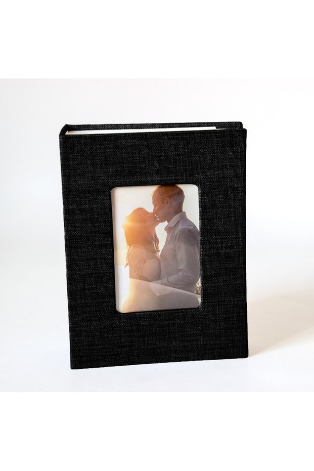 Black-100z 1 Linen Cover 6-Inch Photo Album, 50 Pages That Can Hold 100 Photos, Suitable for Wedding
