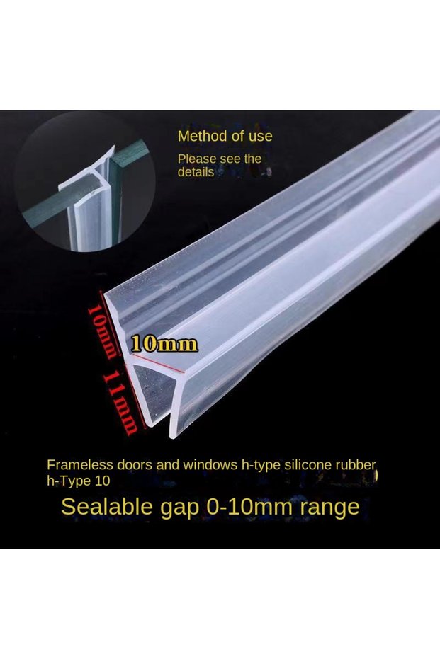2.5M h10 6/8/10/12mm Gap Glass Shower Door Seal Strip Rubber Bathroom Shower Door Window Weather Str