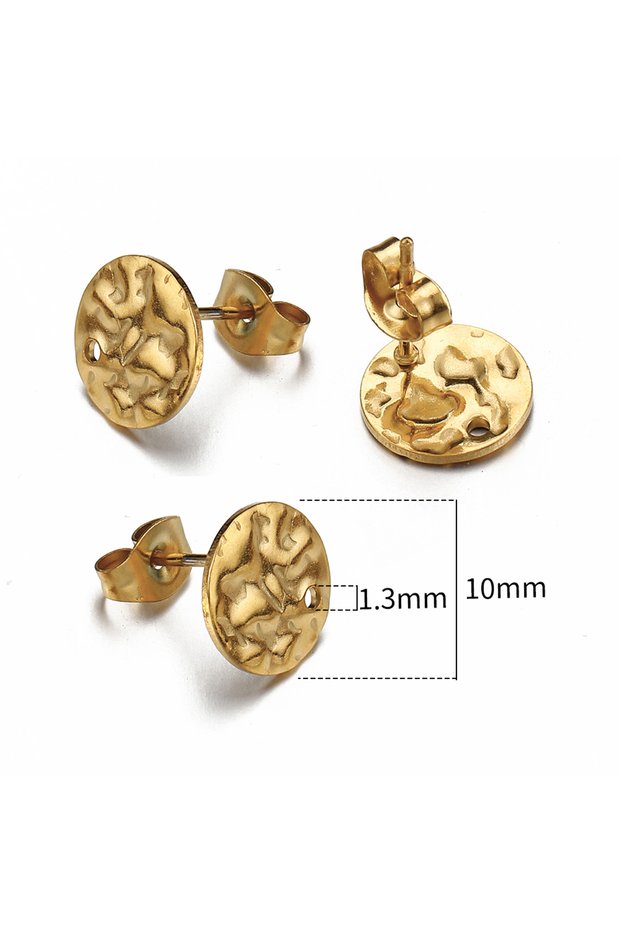 Gold 01-10mm 10pcs Stainless Steel Earring Bases With Holes Or Loops For Connecting Pendants for DIY