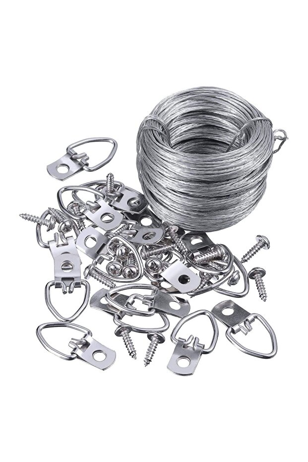 Default Heavy Duty Picture Hanging Kit Rust Resistant Metal Wire Supports Up to 30 lbs for Hanging M