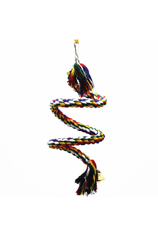 Colorful 1pc Parrot Bird Toy Hanging Braided Rope Pet Stand Training Accessories,Bird Cage Accessori