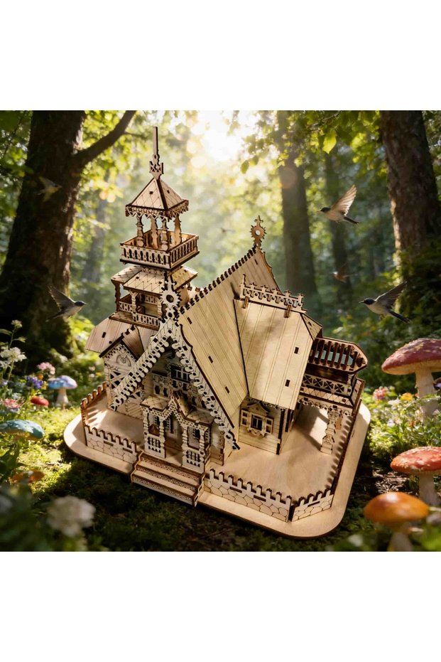 WHITE 3D Wooden Cottage Puzzle, DIY Model Kit, Handcrafted Gift, Home Decor, Birthday/Valentine's Da