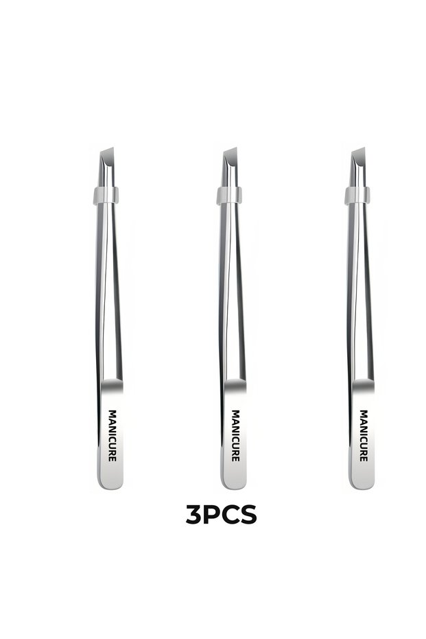 3PCS Stainless Steel Tweezers Tool Suitable for Eyebrow Eyelash Application Beard & Mustache Trimmin