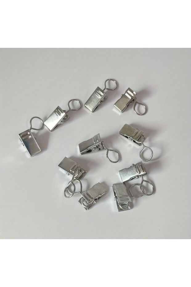 10pc Clips 10Pc Silver Metal Flat Hook Curtain Clips for Tapestry Bath Shower Background Cloth ,Seam