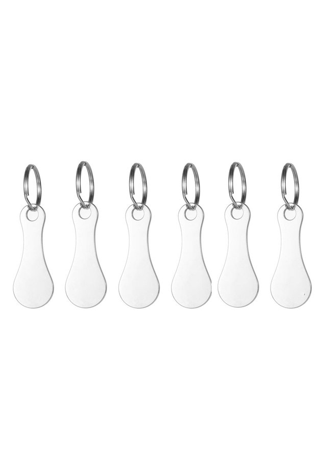 6PCS A 3/6PCS Metal Shopping Cart Tokens Trolley Token Key Ring Decorative Keychain Multipurpose Sho