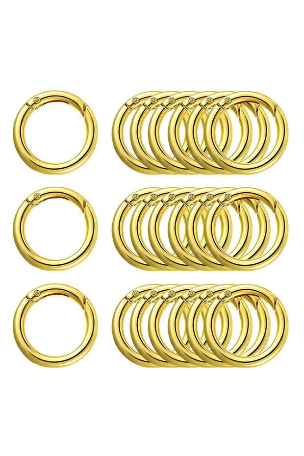 100PCS Golden 5/10/20/40/60/100Pcs Metal Spring 1 Inch O Rings Clip Keychain Round Carabiner Clips K