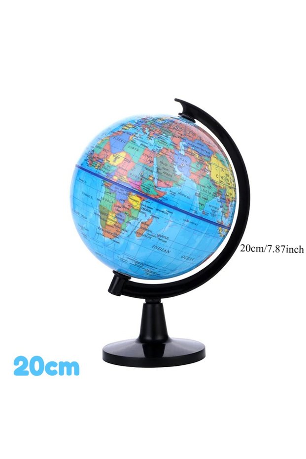 20cm 1pc Educational Globe for Teaching, HD English World Map with 360° Rotation, Standard Desktop G